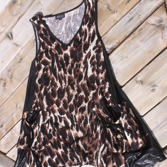 Animal Print Smock Top Tank Top Asymmetrical Small - Picture 1 of 4
